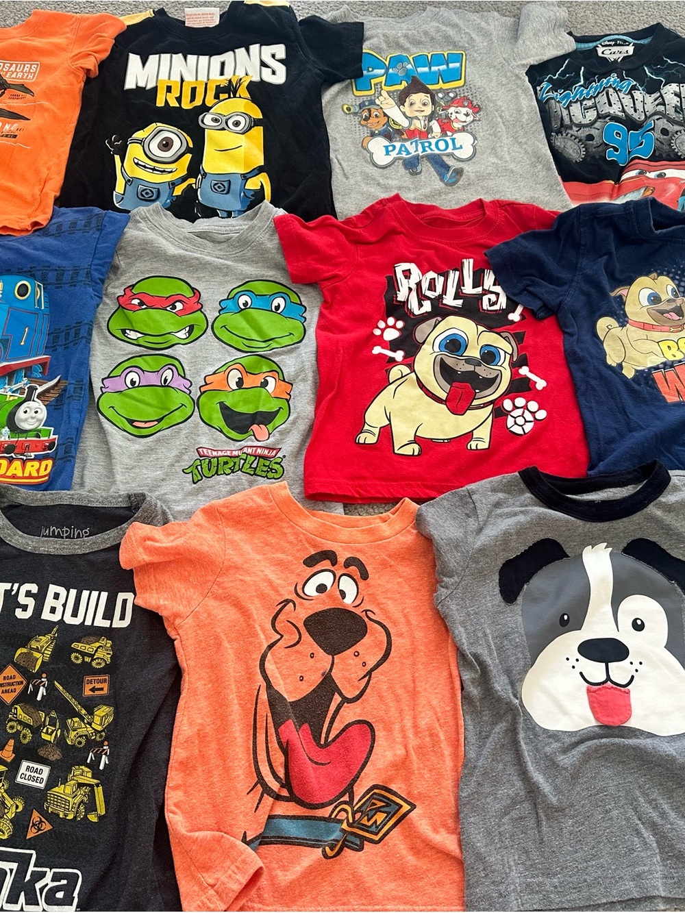 Mixed Boys Character Tee Bundle - Minions, Paw Patrol, TMNT, Scooby-Doo